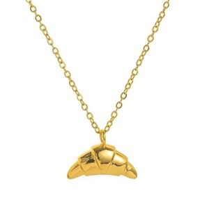 Croissant Necklace Gold Plated Pendant Chain Foodie‎ Jewelry